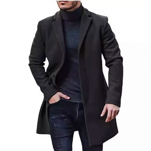 Abrigo Largo de Invierno para Hombre, Talla Grande, Color Verde Oliva, Mezcla de Lana, Cuello Vuelto, Cierre de un Solo Botón - Product Image 2