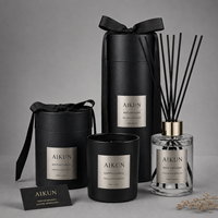 Diffuseur de parfum AIKUN en boîte ronde, bougie parfumée, bâtonnets en roseau noirs, coffret cadeau de parfum d'ambiance pour hôtel de luxe, marque personnalisée