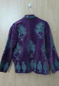Chaqueta de Terciopelo Indio con Bordado Floral, Chaqueta Corta con Forro de Algodón, Chaqueta Suzani Hecha a Mano, Abrigo para Mujer - Product Image 6