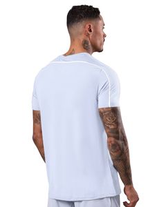 T-shirt athlétique blanc à bordures contrastées pour homme, décontracté, à manches courtes, col rond, vêtements de sport légers et respirants, à porter au quotidien en été pour homme - Product Image 2