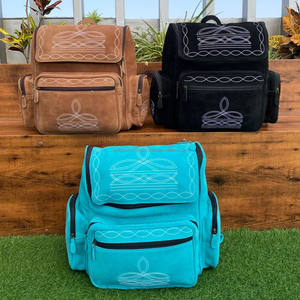 Nouveau Design Fabricant Botte Point Turquoise Daim Cuir Sacs À Couches Multi-fonction En Cuir Véritable Support Pour Ordinateur Portable Sacs À Dos - Product Image 5