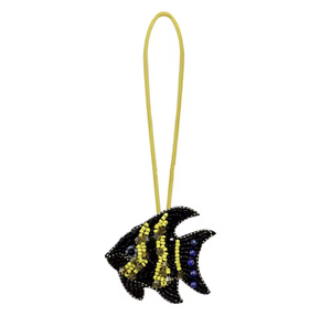 Porte-clés et bracelet à lettres initiales alphabet multicolores, faits main, vintage, avec strass, couleur noir et jaune, style 'Fish', pour fête DIY - Product Image 1