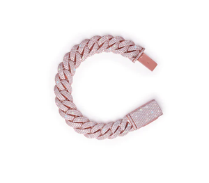 Rose Gold Plated <b>Crystal</b> Chain <b>Bracelet</b> With Round Brilliant Cut Rhinestones Unisex Hiphop Jewelry Gift - Product Image 1