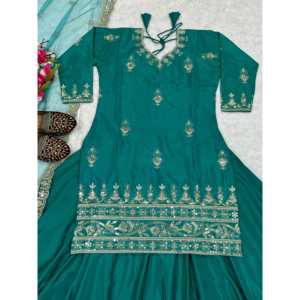 Conjunto de ropa de fiesta de diseñador para mujer Elegante Lehenga Hermosa Dupatta Top para un aspecto elegante - Product Image 1