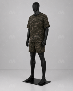 เสื้อยืดคอกลมโอเวอร์ไซส์ แขนสั้น ลายพรางพิมพ์ซิลค์สกรีนด้านหน้า ผ้าฝ้าย 100% สไตล์ลำลองแนวสตรีทแวร์สำหรับผู้ชาย - Product Image 1