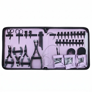 Kit d'outils professionnels pour extensions de cheveux à micro-anneaux, pince à sertir les perles, outil de suppression, outil de pressage pour extensions à bandes, coupe-adhésif, crochet et boucle - Product Image 5