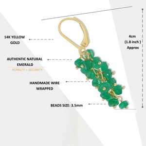Green <b>Opal</b> Fine Dangle Drop <b>Earrings</b> Gold Plated Lever Loop Faceted Stone Cluster Jewelry IGI Certified - Product Image 2
