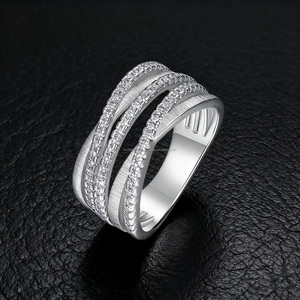 Three Row Pave <b>Set</b> Moissanite Diamond Rhodium Plated <b>Ring</b> 925 Sterling <b>Silver</b> Hip Hop Style Mens Wedding Band Anniversary Gifts - Product Image 1