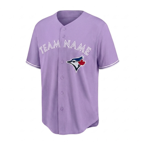 Light purple Custom Sublimated Baseball Jersey Men Team jersey Button Up Shirt Breathable <b>Athletic</b> fit vintage style sportswear - Product Image 1