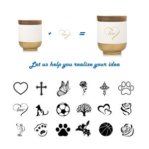 โกศเผาศพสัตว์เลี้ยงแบบโมเดิร์น ทำจากพอร์ซเลนเคลือบทอง เป็นมิตรกับสิ่งแวดล้อม ทนทาน ปลอดภัย พร้อมฝาไม้ สำหรับแมว สุนัข และสัตว์เล็ก - Product Image 4