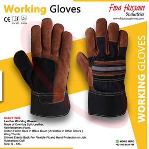 Gants de travail du cuir Gants de gréeur canadiens Guantes de Seguridad Gants en cuir du Pakistan - Product Image 5
