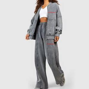 Ensemble haut et bas en tricot décontracté pour femmes, style streetwear d'hiver haut de gamme, avec capuche, cardigan et pantalon - Product Image 4