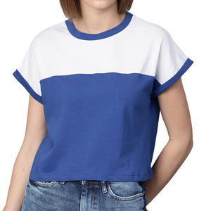 T-shirt d'été décontracté en jersey de coton noir à manches courtes et col rond pour femme - Product Image 6