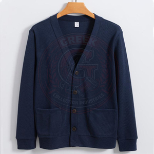 Collection grecque IND – Cardigan en acrylique tricoté à col en V pour homme et femme, manches longues, fermeture boutonnée, style décontracté pour l'école - Product Image 4