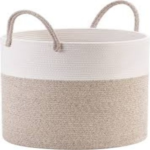 Clothing Organizer Foldable <b>Collapsible</b> Stackable 100% Cotton Eco-Friendly Durable Lightweight Portable Woven Modern Basket - Product Image 3
