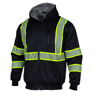All Weather High Visibility Safety Jacket Hooded <b>Waterproof</b> Shell Reflective <b>Work</b> Coat Multi Purpose Outdoor Security Gear - Product Image 3