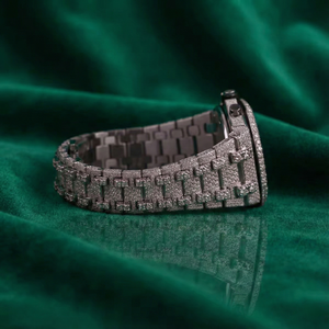 Reloj Cronógrafo Totalmente Cubierto de Diamantes, Aspecto Plateado, Esfera Árabe de Lujo, Reloj de Pulsera de Acero Inoxidable - Product Image 3