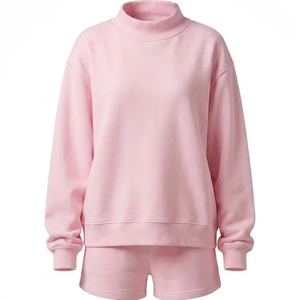 Conjunto de Sudadera y Pantalones Cortos de Felpa Extra Grande Personalizado para Mujer, Ropa Urbana de Dos Piezas, Chándal de Algodón Grueso - Product Image 1