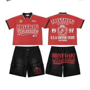 2025 High Quality Men's Casual <b>T</b>-Shirt Set with Breathable Acid Washed Cotton Shorts Customized Logo OEM Summer Set - Product Image 6