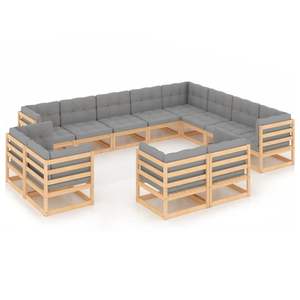 Conjunto de Muebles de Jardín de Pino Natural y Poliéster, Resistentes y Duraderos, para una Cómoda Vida al Aire Libre - Product Image 2