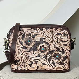 Sacs à main en cuir floral élégants faits à la main, prix d'usine de gros, sacs de soirée pour femmes, porte-téléphone et porte-monnaie à bandoulière - Product Image 4