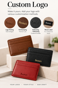 Cartera Clásica Delgada de Cuero Genuino con Logotipo Personalizado y Letra, para Tarjetas de Visita - Product Image 5