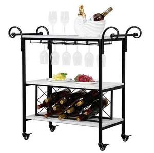 Hotel Trolley With 3 Shelves And 4 <b>Swivel</b> Casters Durable Metal Commercial Furniture Minimalist Design Hotel Bar Trolley Cart - Product Image 2