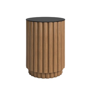 Lineage Corporation Acadia Table d'appoint moderne en bois de pin avec rangement Finition rustique en verre teinté naturel pour application dans la chambre à coucher - Product Image 2