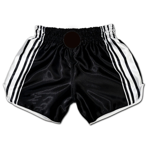 Shorts de Muay Thai confortables à taille élastique, couleur noir et blanc, pour le sport, les arts martiaux, l'entraînement au Muay Thai et au kickboxing - Product Image 1