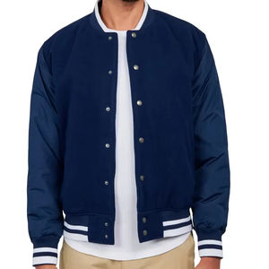 Chaqueta Varsity Azul Marino Personalizada para Hombre, Chaqueta de Béisbol con Mangas de Satén, Chaqueta Letterman de Moda Urbana, Chaqueta Bomber de Invierno, Venta al Por Mayor OEM 2026 - Product Image 1