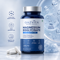 Capsules de bisglycinate de magnésium entièrement chélaté, complément minéral OEM