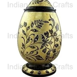 Brass Gold European Style <b>Memorial</b> Urn <b>Keepsake</b> Cremation Floral Human Ashes Casket Ossuary Storage Tabletop Decor - Product Image 2