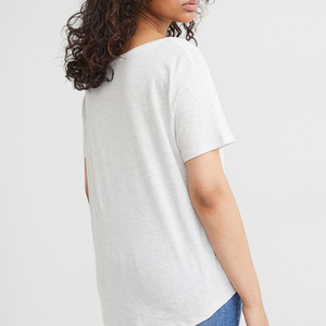 Letter Pattern Women's Deep Crew Neck Drop Shoulder Loose Fit Summer T-Shirt with <b>Raw</b> Trim and Seam Customized Hot Sale - Product Image 5