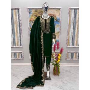 Hermosa ropa de fiesta para mujer Top Bottom Dupatta Set - Product Image 3