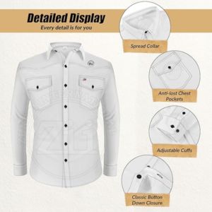 เสื้อเชิ้ตเชื่อม FR น้ำหนักเบา ทนไฟ ป้องกันไฟไหม้ เสื้อเชิ้ตผู้ชาย คุณภาพสูง ผ้าฝ้าย 100% เสื้อเชิ้ตทำงานสำหรับผู้ชาย เสื้อเชื่อม FR - Product Image 2