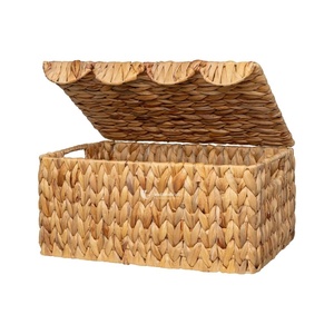 Handmade Water Hyacinth <b>Storage</b> <b>Basket</b> with Scalloped Lid, Eco-Friendly Woven Organizer for Home Decor Wholesale - Product Image 4