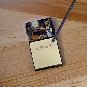 Australian Terrier Fall Kitchen Pumpkins Autoadhesivo Bloc de notas NUEVO Dispensador recargable Memo Titular de la tarjeta Accesorios de escritorio en blanco - Product Image 2