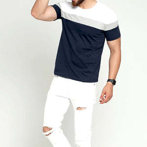 Camiseta de Algodón Premium para Hombre |   Camiseta Heather Grey Obsidian y Crimson Color Block |   Ropa Deportiva Urbana para Gimnasio, Cuello Redondo, Estilo Atlético - Product Image 1