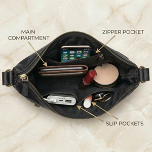 <b>Women</b>’s Genuine Leather Crescent Crossbody Bag <b>Small</b> Half Moon Shoulder <b>Purse</b> (Black) - Product Image 3