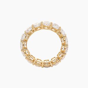 Anillo de Oro Amarillo Sólido de 18K con Diamantes Cultivados en Laboratorio de Corte Redondo de 4.3mm, Anillo de Boda de Lujo con Engaste Completo de Garras Compartidas - Product Image 4
