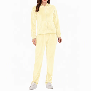 Conjunto Deportivo de Dos Piezas Unisex de Terciopelo Estampado para Invierno, Chaqueta con Capucha y Pantalones Jogger, Suave, 100% Algodón, Transpirable y Cómodo - Product Image 1