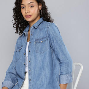 Camisas de mezclilla para mujer de secado rápido, cómodas de llevar, precio económico, para uso casual, en grandes cantidades. - Product Image 3