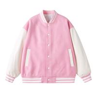 Blouson universitaire unisexe en toile de couleur unie avec logo personnalisé, col montant, boutons recouverts, coupe décontractée, à capuche, coupe-vent, pour l'hiver