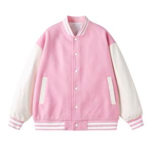 Unisex Varsity Jacket Solid Color Canvas Front Customized Logo Casual Stand <b>Covered</b> <b>Button</b> Winter Hooded Windproof Loose Fit - Product Image 3