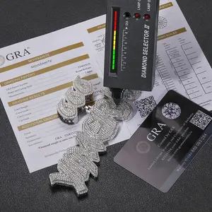 Pendentif de luxe en moissanite VVS, style hip-hop glacé, lettre initiale bicolore en argent 925, bijoux personnalisés hip-hop - Product Image 5