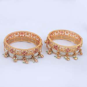 Anishi Gold Plated Copper Alloy Designer Cuff Bangles - Product Image 4