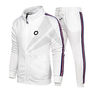 Conjunto Deportivo Casual para Hombre, 2 Piezas, Cierre Completo, Cuello Alto, Color Sólido, Transpirable, Poliéster, Ropa de Otoño - Product Image 3