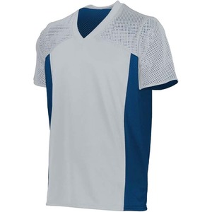 Maillot de football pour homme, rouge et blanc, col en V, manches courtes, tissu respirant en polyester, coupe athlétique, toutes saisons - Product Image 5