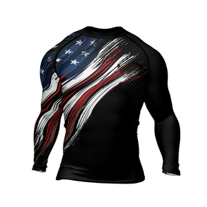 Custom Design Men's Long Sleeve Rashguard BJJ <b>Compression</b> Wear 100% Polyester Premium Quality OEM Service Heat-Transfer Printed - Product Image 2