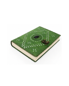 Wholesale Customizable Logo Engraved Genuine Leather Organizer/<b>Planner</b> Cover Pearl Attached Unique Grass Green Color Gift - Product Image 1